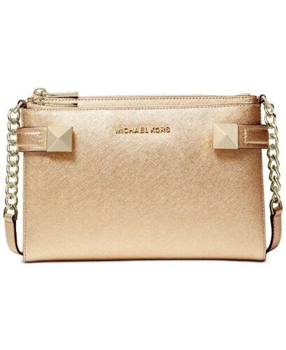 NWT Michael Kors Karla Metallic Leather East West Crossbody 